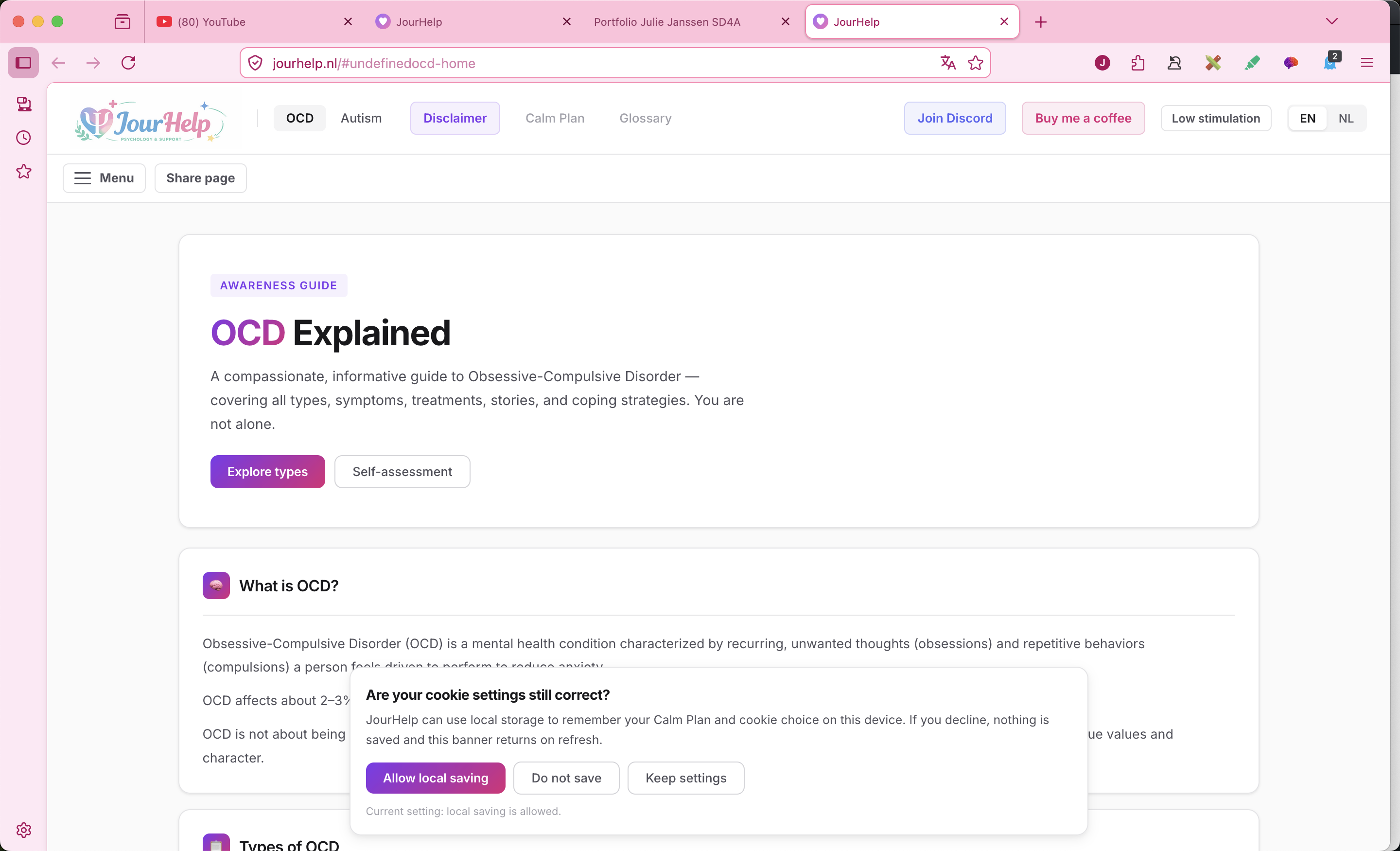 Screenshot of the JourHelp OCD guide