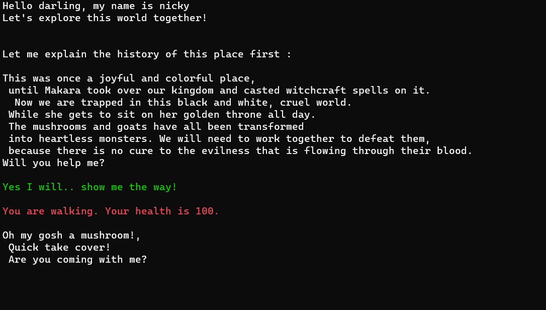 Image of my text based game